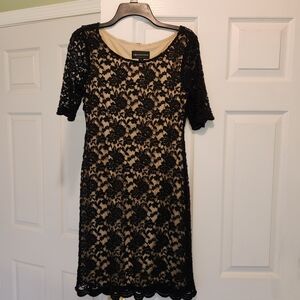 Connected Apparel Black Lace Midi Dress